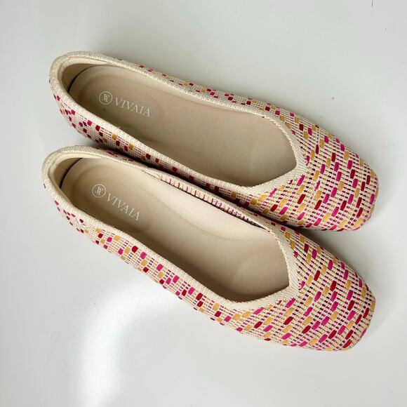 Vivaia Square-Toe V-Cut Flats (Margot 2.0) Multi Pink Crochet - Picture 6 of 7